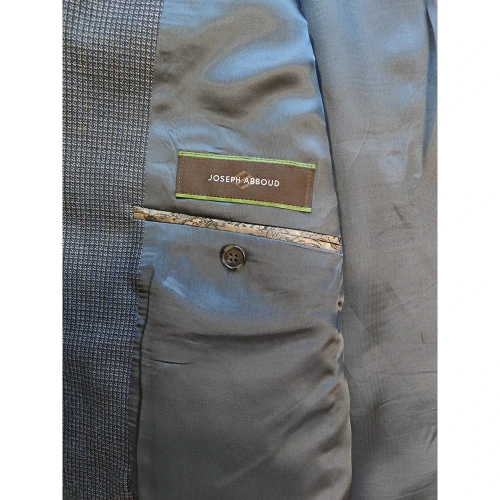 Joseph Abboud Mens Sports Coat 44L Blue Beige Geometric 3 Button Made in USA